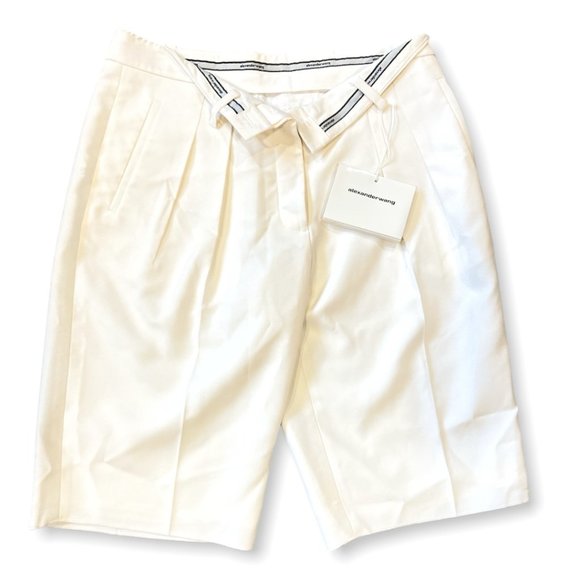 Alexander Wang White High Waist Viscose Wool Blend Bermuda Shorts Size 8 NWT - Picture 3 of 11